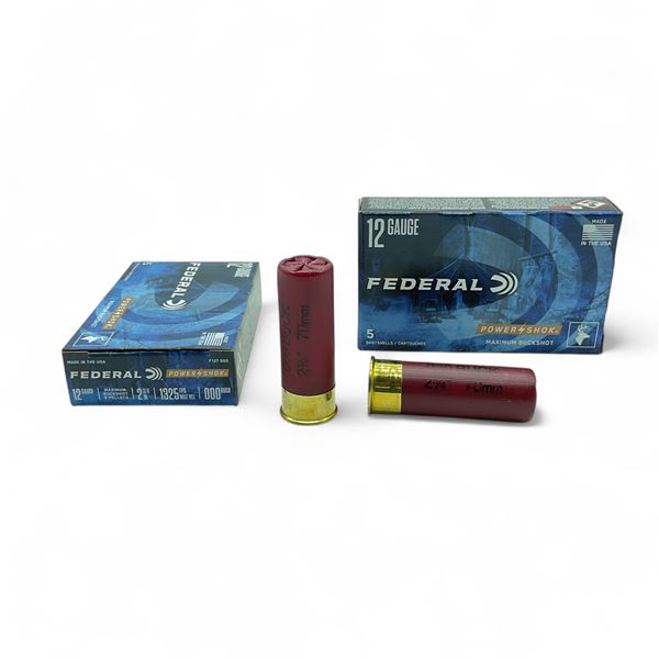 Federal Power-Shok 12 Ga, 2-3/4", 000 Buck Maximum Buckshot 8 Pellet Ammunition, 10 Rounds