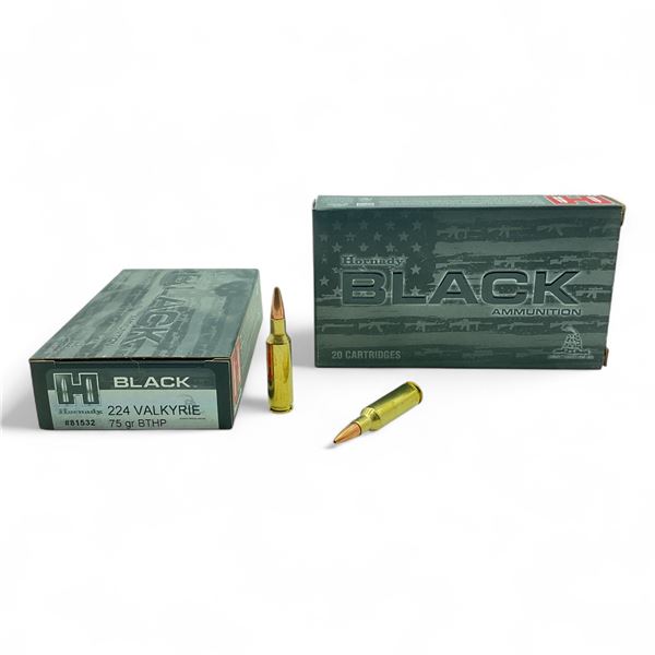 Hornady Black 224 Valkyrie, 75 Grain BTHP Ammunition, 40 Rounds