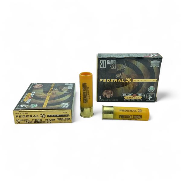 Federal Premium 20 Ga, 2-3/4", 275 Grain Freight Train Copper Tipped Sabot Slug Ammunition, 10 Round