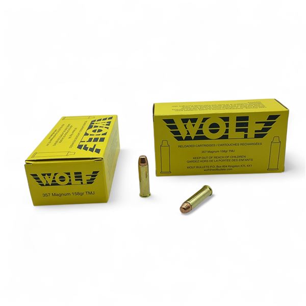 Wolf 357 Magnum 158 Grain TMJ Ammunition, 100 Rounds