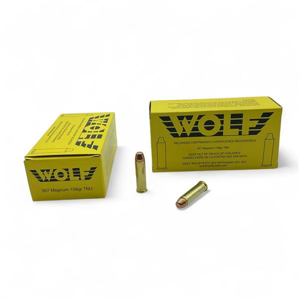 Wolf 357 Magnum 158 Grain TMJ Ammunition, 100 Rounds