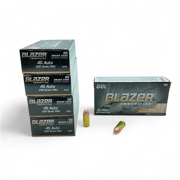 CCI Blazer .45 Auto, 230 Grain FMJ Ammunition, 250 Rounds