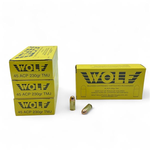 Wolf 45 ACP 230 Grain TMJ Ammunition, 200 Rounds