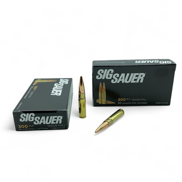 Sig Sauer 300 BLK 125 Grain Elite Ball FMJ Ammunition, 40 Rounds