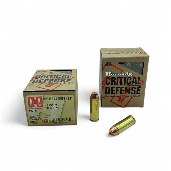 Hornady Critical Defense 45 Colt, 185 Grain FTX Ammunition, 40 Rounds