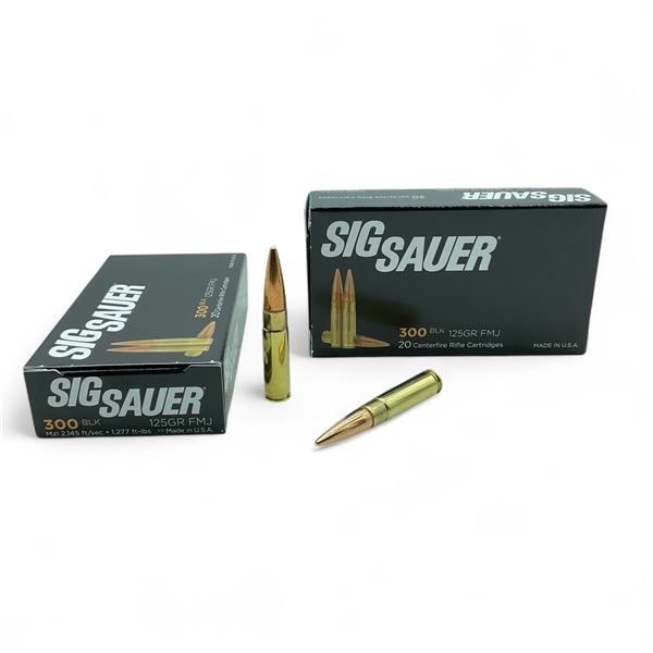 Sig Sauer 300 BLK 125 Grain Elite Ball FMJ Ammunition, 40 Rounds