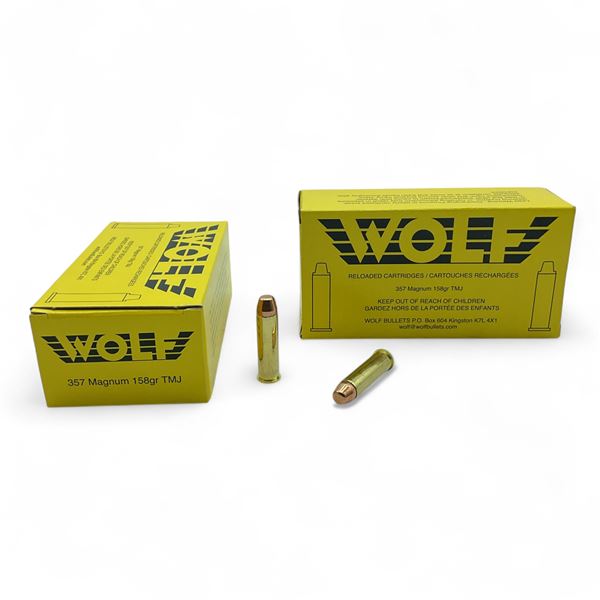 Wolf 357 Magnum 158 Grain TMJ Ammunition, 100 Rounds