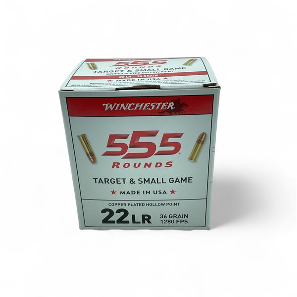 Winchester Target & Small Game .22 LR, 36 Grain Copper Plated Hollow Point Ammunition, 555 Rounds