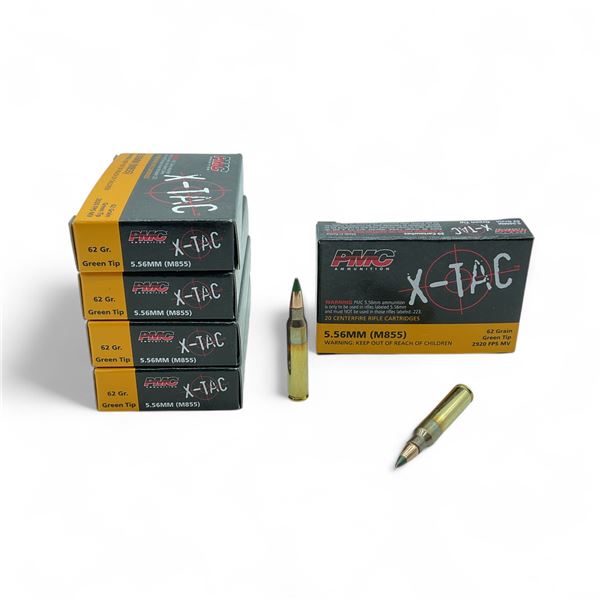 PMC X-TAC 5.56 mm 62 Grain Green Tip Ammunition, 100 Rounds