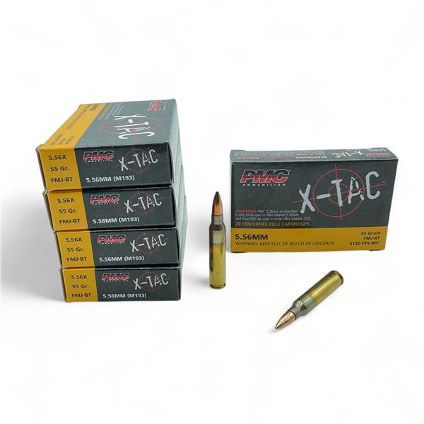 PMC X-TAC 5.56 mm 55 Grain FMJ-BT Ammunition, 100 Rounds