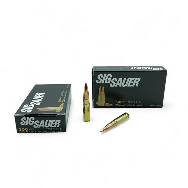 Sig Sauer 300 BLK 125 Grain Elite Ball FMJ Ammunition, 40 Rounds
