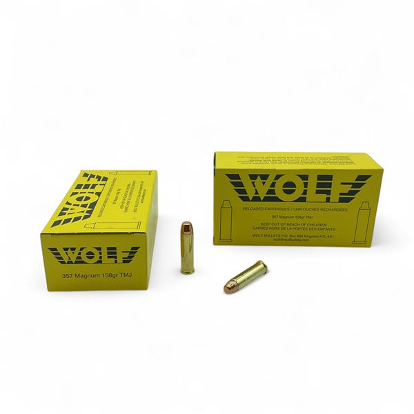 Wolf 357 Magnum 158 Grain TMJ Ammunition, 100 Rounds