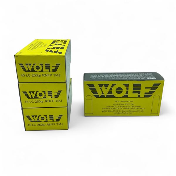 Wolf .45 LC, 250 Grain RNFP TMJ Ammunition, 200 Rounds