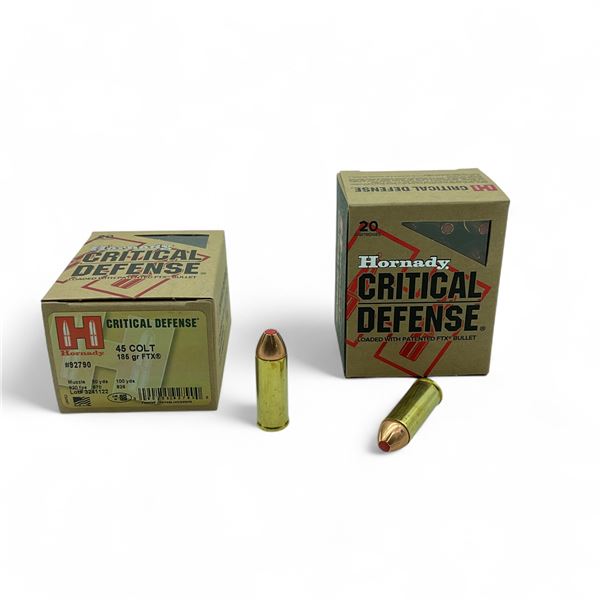 Hornady Critical Defense 45 Colt, 185 Grain FTX Ammunition, 40 Rounds