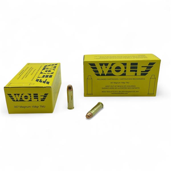 Wolf .357 Magnum, 158 Grain TMJ Ammunition, 100 Rounds