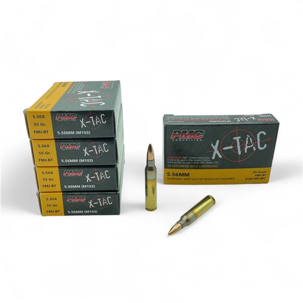 PMC X-TAC 5.56 mm 55 Grain FMJ-BT Ammunition, 100 Rounds