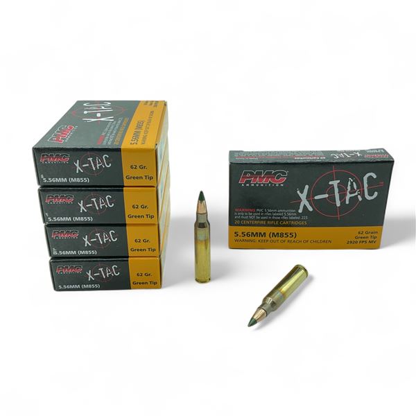 PMC X-TAC 5.56 mm 62 Grain Green Tip Ammunition, 100 Rounds