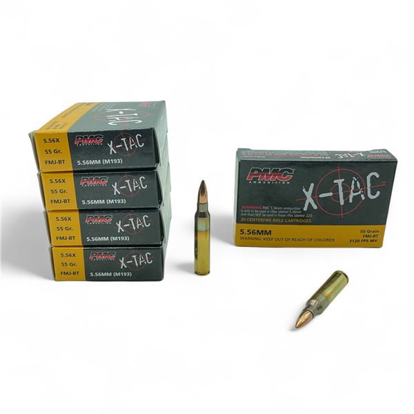 PMC X-Tac 5.56mm, 55 Grain FMJ-BT Ammunition, 100 Rounds