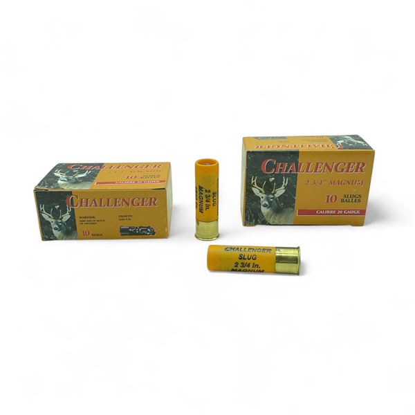 Challenger 20 Ga, 2-3/4" Magnum Slug Ammunition, 20 Rounds