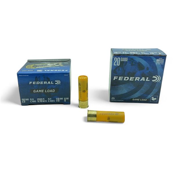 Federal Game Load 20 Ga, 2-3/4", 7/8 oz, #8 Shot Ammunition, 50 Rounds