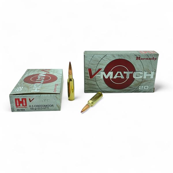 Hornady V-Match 6.5 Creedmoor, 100 Grain ELD-VT Ammunition, 40 Rounds