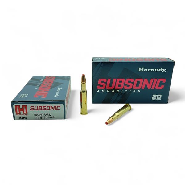 Hornady Subsonic 30-30 Win, 175 Grain Sub-X Ammunition, 40 Rounds