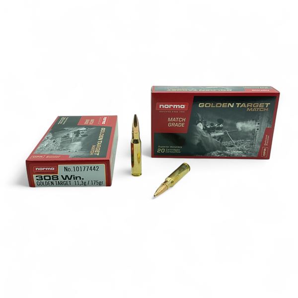 Norma Golden Target Match Grade .308 Win, 175 Grain Ammunition, 40 Rounds
