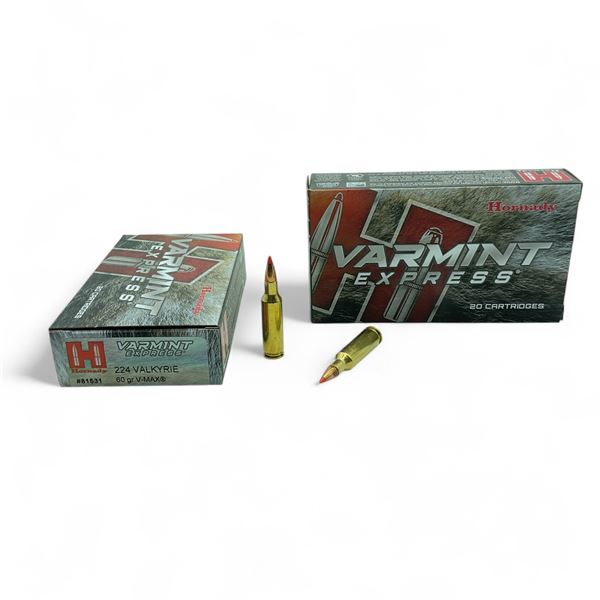 Hornady Varmint Express 224 Valkyrie, 60 Grain V-Max Ammunition, 40 Rounds