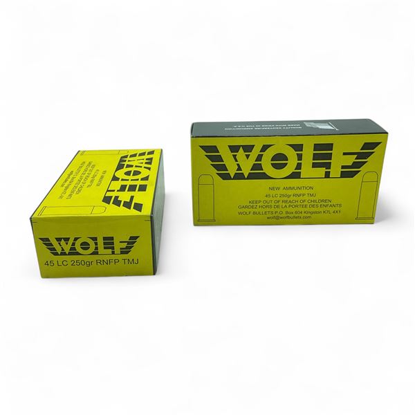 Wolf .45 LC, 250 Grain RNFP FMJ Ammunition, 100 Rounds