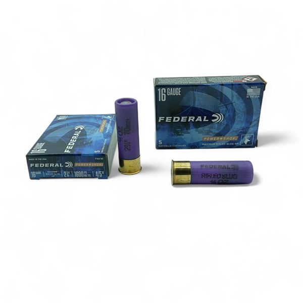 Federal Power-Shok 16 Ga, 2-3/4", 4/5 oz, Maximum Rifled Slug HP Ammunition, 10 Rounds