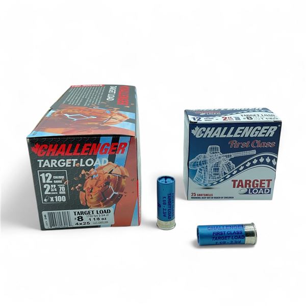 Challenger Target Load 12 Ga, 2-3/4", 1-1/8 oz, #8 Shot Ammunition, 100 Rounds
