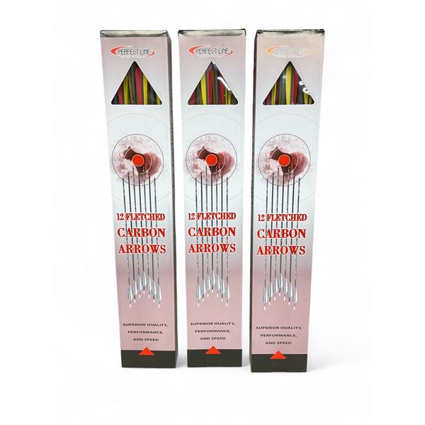 Perfect Line Fletched Carbon Arrows 12 Pack X 3 Qty