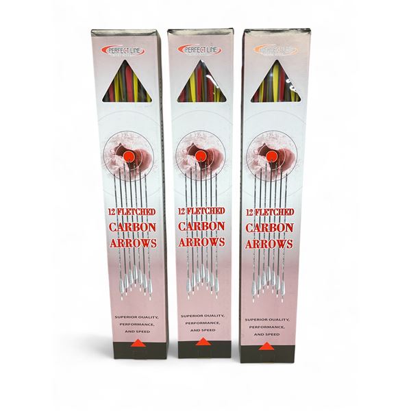 Perfect Line Fletched Carbon Arrows 12 Pack X 3 Qty