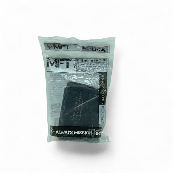 MFT Omni/ XCR/LAR-15 Pistol 5.56x45mm, 223 Rem, 300 AAC, 10 Round Polymer Pistol Magazine, New
