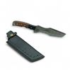 Image 1 : Fixed 6" Damascus Blade Knife with Wood Handle, Leather Belt Sheath