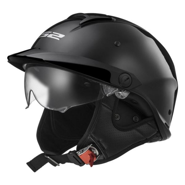 LS2 Helmets Rebellion Summer Half Motorcycle Helmet Solid Gloss Black, Size Medium, New