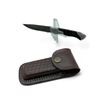 Image 1 : Folding 2-3/4" Damascus Blade Pocket Knife with Leather Pouch