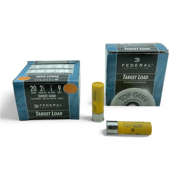 Federal Target Load 20 Ga, 2-3/4", 7/8 oz, #9 Shot Ammunition, 50 Rounds