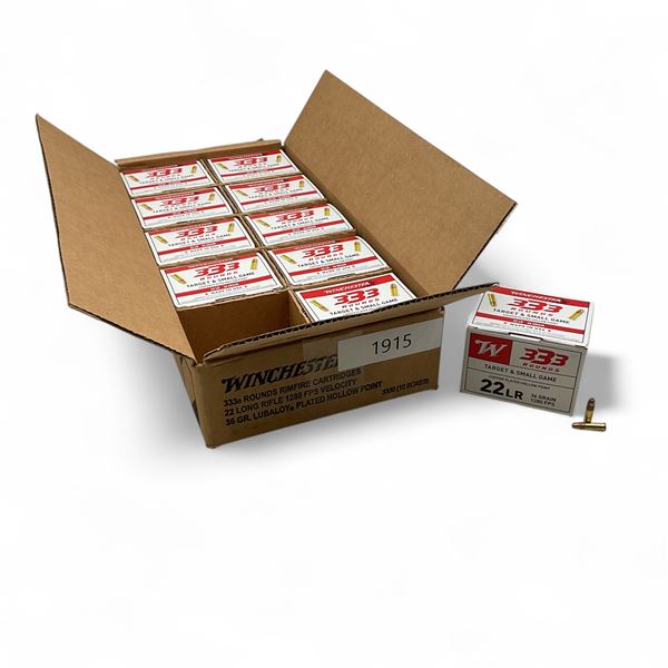 Winchester 22 LR 36 Grain Plated HP Ammunition, 3330 Round Case