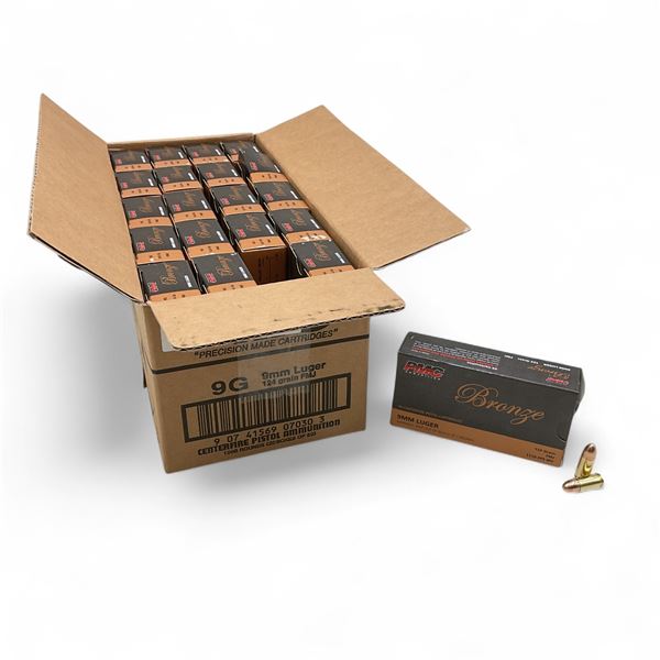 PMC 9 mm Luger 124 Grain FMJ Ammunition, 1000 Round Case