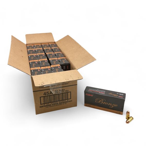 PMC Bronze 45 ACP 230 Grain FMJ Ammunition, 1000 Round Case