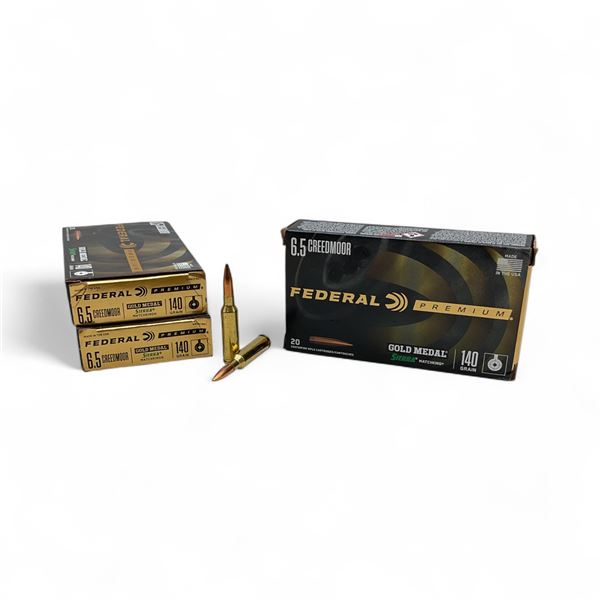 Federal Premium Gold Medal Sierra Matchking 6.5 Creedmoor 140 Grain 20 Rounds X3