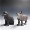Image 1 : 2pc Lenox Porcelain Baby Animal Figurines, Hippo and Rhino