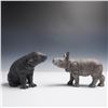 Image 2 : 2pc Lenox Porcelain Baby Animal Figurines, Hippo and Rhino