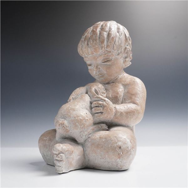 Austin Productions Sculpture, Boy with Teddy Bear by Miro Musulin