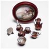 Image 4 : 10pc Viennese Style Enamel Miniature Tea Set with Hand Painted Scenes