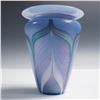 Image 1 : Stuart Abelman Art Glass Vase, Iridescent Feather Design