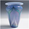 Image 2 : Stuart Abelman Art Glass Vase, Iridescent Feather Design