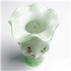 Image 3 : Cased Milk Green Glass Vase with Hand Painted Roses