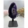 Image 1 : 7.5 X 3 INCH  HIGH GRADE URUGYAN UNIQUE AMETHYST CLUSTER ON METAL STAND